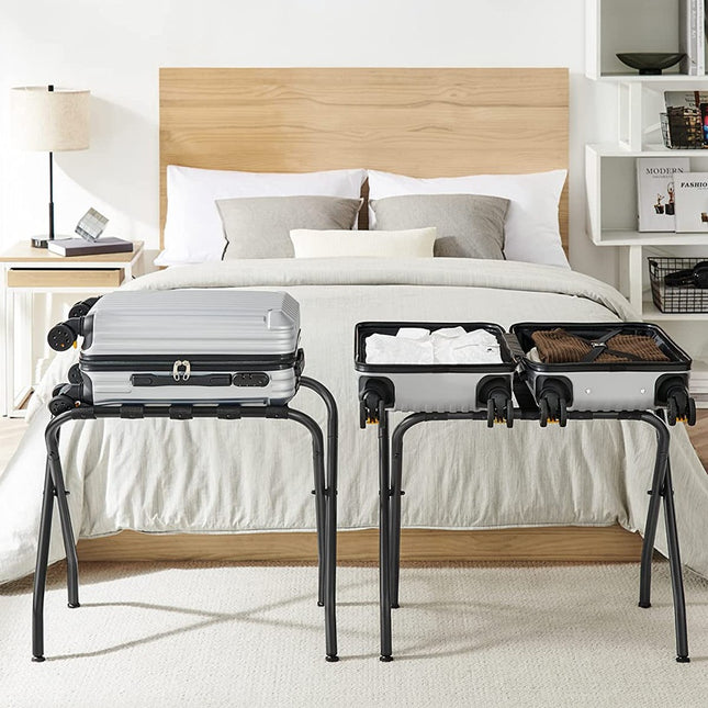 SONGMICS Steel Folding Luggage Rack Pack of 2 Black RLR64B-2