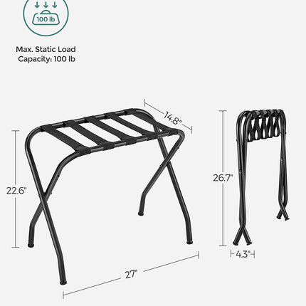 SONGMICS Steel Folding Luggage Rack Pack of 2 Black RLR64B-2