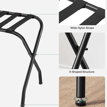 SONGMICS Steel Folding Luggage Rack Pack of 2 Black RLR64B-2