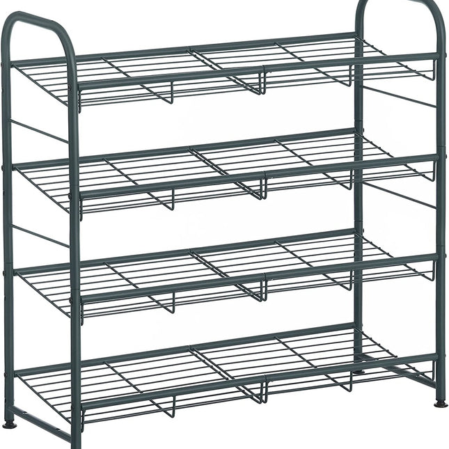 SONGMICS 4-Tier Shoe Rack Storage 16 Pairs Organizer Gray LMR067G01
