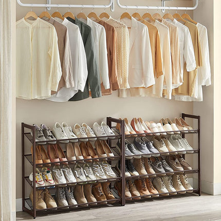 SONGMICS 8-Tier Shoe Rack Storage 32 pairs with Adjustable Shelves Gray LMR08GB