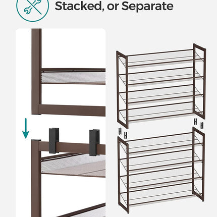 SONGMICS 8-Tier Shoe Rack Storage 32 pairs with Adjustable Shelves Gray LMR08GB