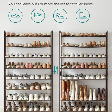 SONGMICS 8-Tier Shoe Rack Storage 32 pairs with Adjustable Shelves Gray LMR08GB