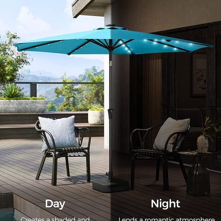 SONGMICS 2.7m Solar Lighted Outdoor Patio Umbrella Lake Blue