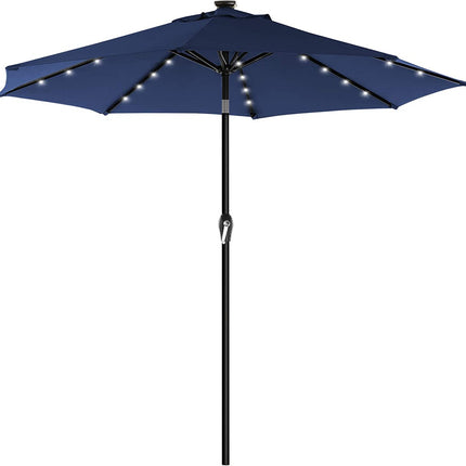 SONGMICS 2.7m Solar Lighted Outdoor Patio Umbrella Navy Blue