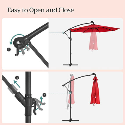 SONGMICS 3m Patio Umbrella with Solar-Powered LED Lights Red