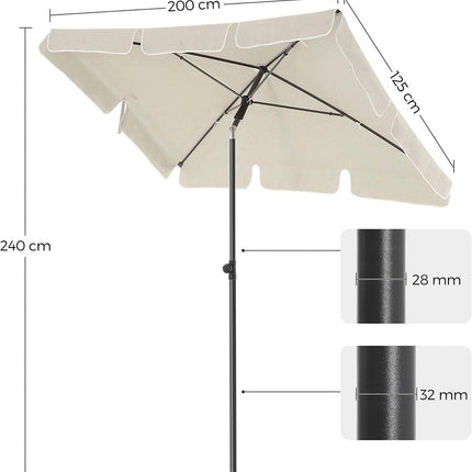 SONGMICS 2.4m Rectangular Beach Umbrella Beige