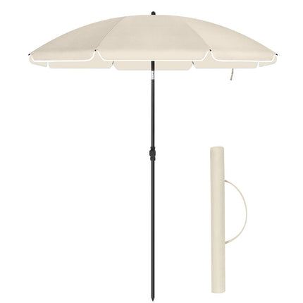 SONGMICS Beach Umbrella Portable Octagonal Polyester Canopy Beige