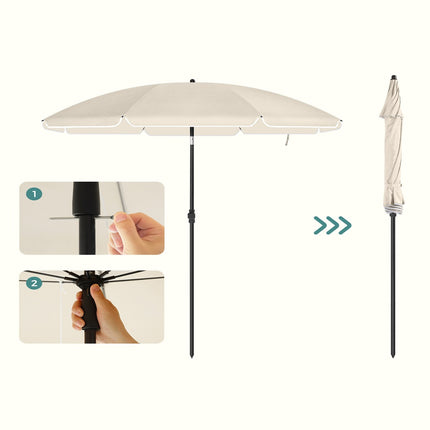 SONGMICS Beach Umbrella Portable Octagonal Polyester Canopy Beige