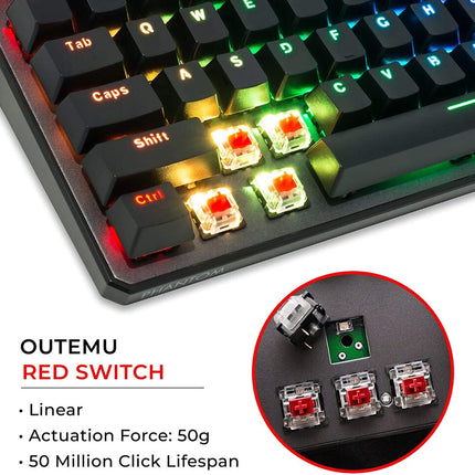 Tecware Phantom RGB TKL Mechanical Keyboard Red Switch TWKB-P87ZORD
