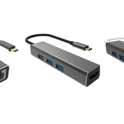 VCOM USB Type C to USB 3.0*3+RJ45 4 in 1 Hub (Aluminium Shell) - DH311A