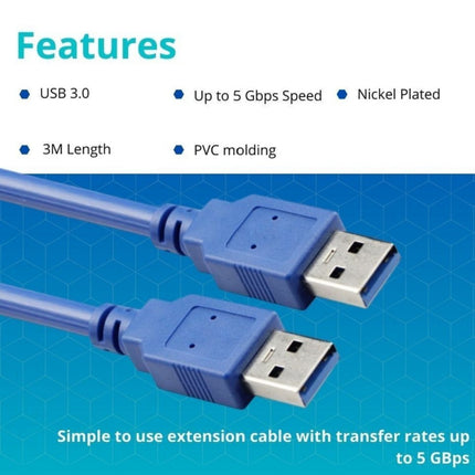 VCOM USB 3.0V AM/AM Extension Cable (Blue) - 3m - CU303-3.0
