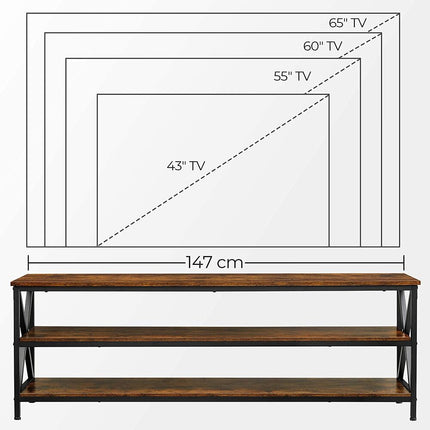 VASAGLE TV Shelf TV Cabinet Lowboard for TVs up to 65 inches Vintage Brown/Black LTV100B01