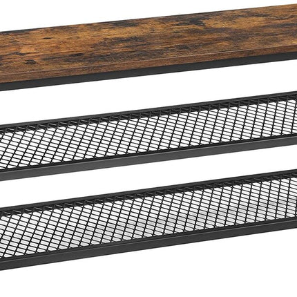 VASAGLE Shoe Bench Rack with 2 Shelves Rustic Brown and Black LBS078B01