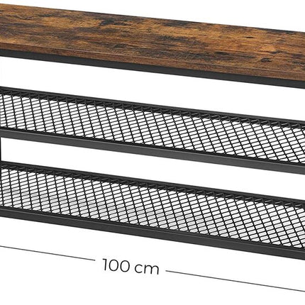 VASAGLE Shoe Bench Rack with 2 Shelves Rustic Brown and Black LBS078B01
