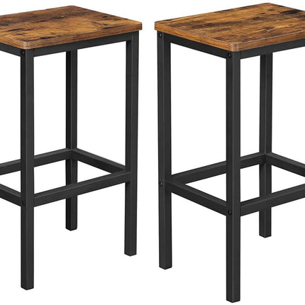 VASAGLE ALINRU Bar Stools Set of 2 Bar Chairs Rustic Brown LBC65X