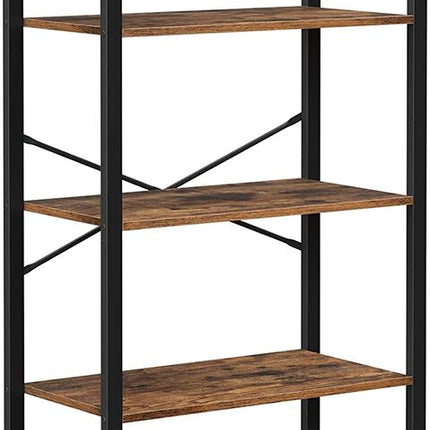 VASAGLE 5-Tier Storage Rack Bookshelf with Steel Frame Rustic Brown and Black LLS061B01