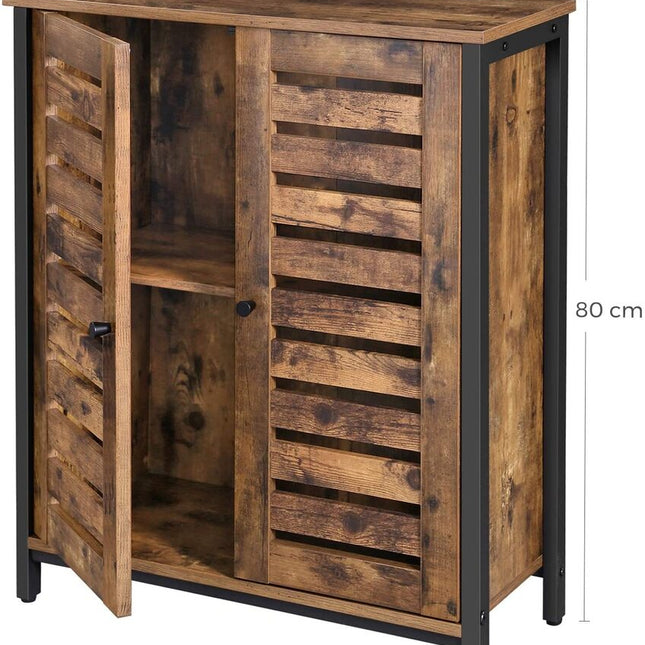 VASAGLE Standing Cabinet Storage Cabinet Cupboard Accent Side Cabinet Sideboard with Louvred Doors Rustic Brown LSC78BX