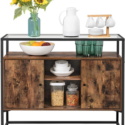 VASAGLE Sideboard Rustic Brown and Black LSC014B01