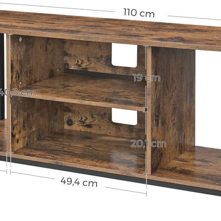 VASAGLE TV Cabinet TV Console Unit with Open Storage TV Stand with Shelving Rustic Brown LTV39BX