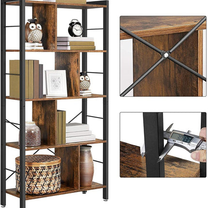 VASAGLE Bookshelf Rustic Brown and Black LBC12BX