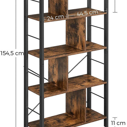 VASAGLE Bookshelf Rustic Brown and Black LBC12BX