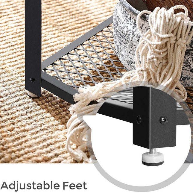 VASAGLE Coffee Table with Mesh Shelf Rustic Brown and Black LET41X