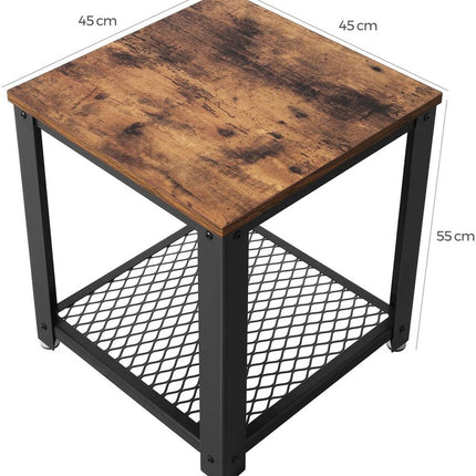 VASAGLE Coffee Table with Mesh Shelf Rustic Brown and Black LET41X