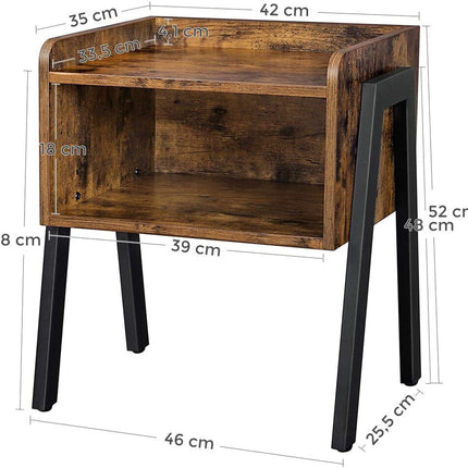 VASAGLE Side Table Rustic Brown and Black LET54X