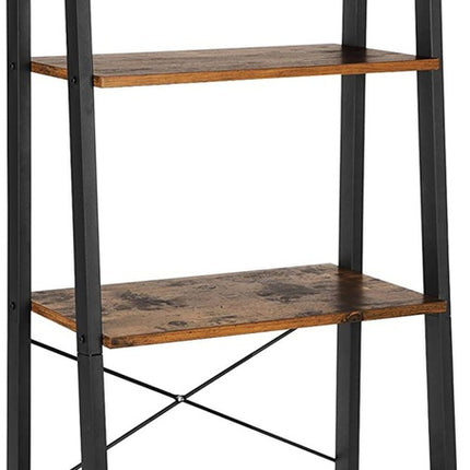 VASAGLE Ladder Shelf 4-Tier Industrial Storage Rack for Living Room Rustic Brown and Black LLS44X