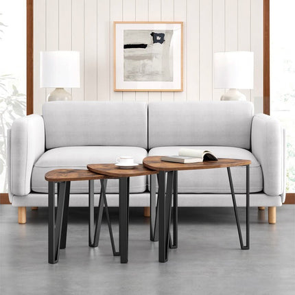 VASAGLE Industrial Nesting Coffee Table Rustic Brown and Black LNT13X