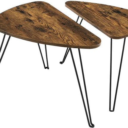 VASAGLE Nesting Table Triangle Rustic Brown and Black LNT012B01