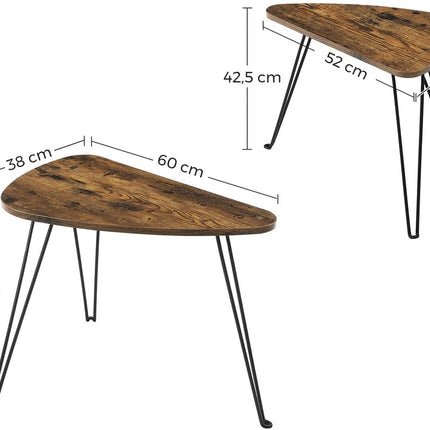 VASAGLE Nesting Table Triangle Rustic Brown and Black LNT012B01