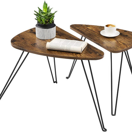 VASAGLE Nesting Table Triangle Rustic Brown and Black LNT012B01