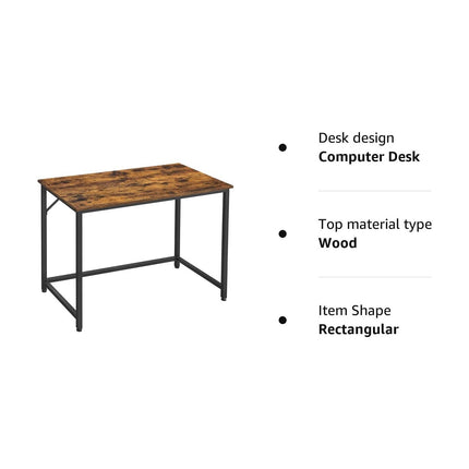 VASAGLE Computer Desk Rustic Brown and Black