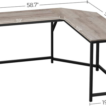VASAGLE L-Shaped Computer Desk Greige LWD073B02