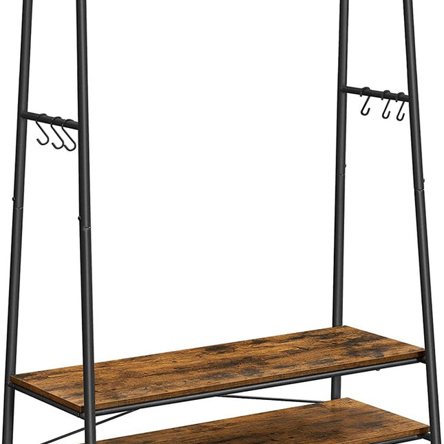 VASAGLE Clothes Rack with 2 Shelves Rustic Brown and Black RGR112B01