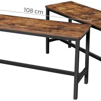 VASAGLE Table Benches Set of 2 Industrial Style Indoor Benches Durable Metal Frame for Kitchen Dining Room Living Room Rustic Brown KTB33X