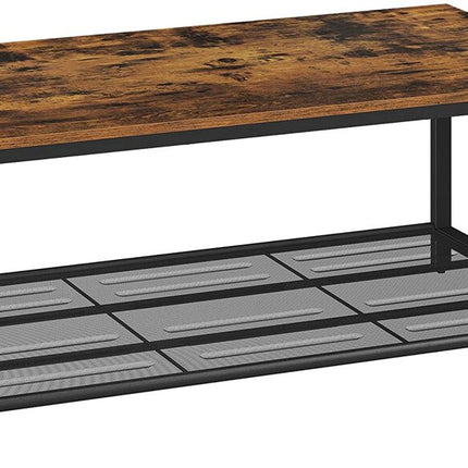 VASAGLE Coffee Table Living Room Table with Dense Mesh Shelf Large Storage Space Tea Table Easy Assembly Stable Industrial Design Rustic Brown LCT64X