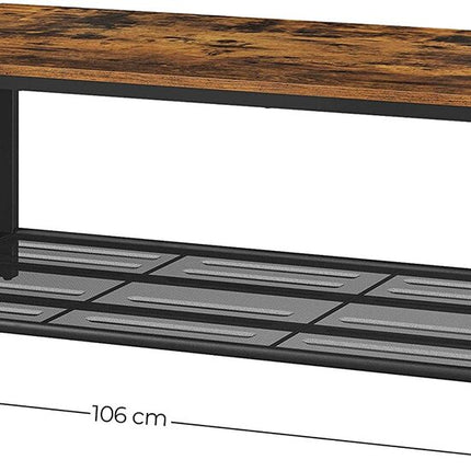 VASAGLE Coffee Table Living Room Table with Dense Mesh Shelf Large Storage Space Tea Table Easy Assembly Stable Industrial Design Rustic Brown LCT64X
