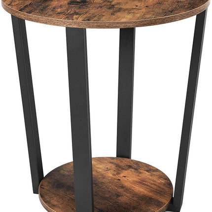 VASAGLE Side Table Industrial Coffee Table Round Sofa Table With Iron Frame for Living Room Bedroom Stable and Simple Construction Rustic Brown LET57X