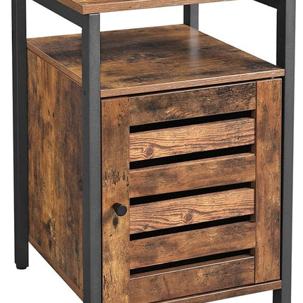 VASAGLE Nightstand Bedside Table with 2 Shelves Adjustable Shelf Steel Frame Living Room Bedroom Industrial Style Rustic Brown and Black LET62BX