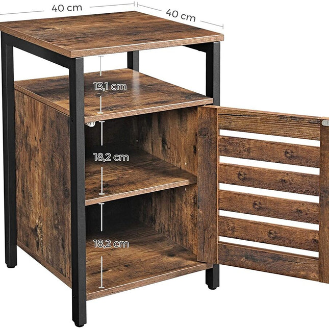 VASAGLE Nightstand Bedside Table with 2 Shelves Adjustable Shelf Steel Frame Living Room Bedroom Industrial Style Rustic Brown and Black LET62BX