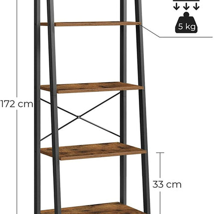 VASAGLE Ladder Shelf 5-Tier Rustic Brown LLS45X