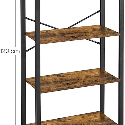 VASAGLE 4-Tier Bookshelf Storage Rack with Steel Frame for Living Room Office Study Hallway Industrial Style Rustic Brown and Black LLS60BX