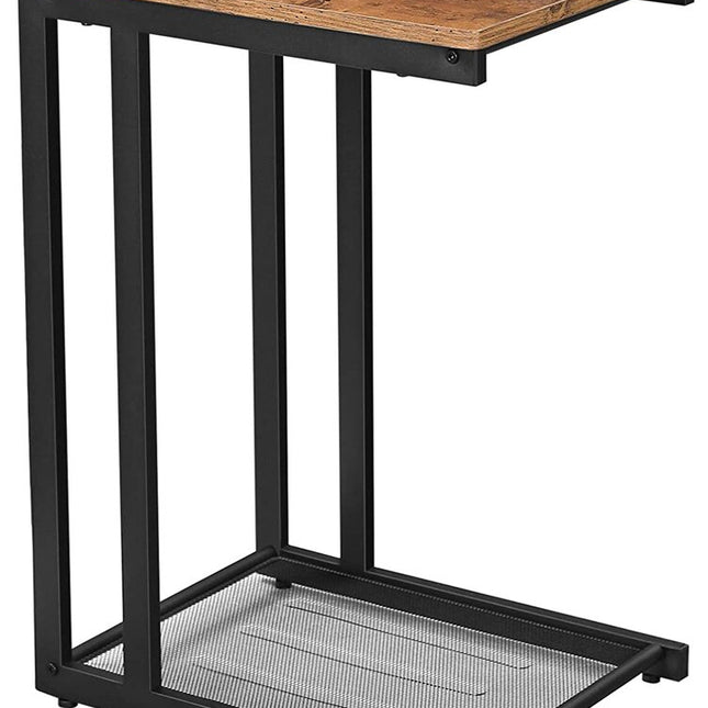 VASAGLE Side Table End Table Bedside Table with Mesh Shelf Breakfast by the Bed Under Sofa in Living Room Bedroom Easy Assembly Space Saving Industrial Rustic Brown LNT51X