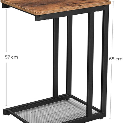 VASAGLE Side Table End Table Bedside Table with Mesh Shelf Breakfast by the Bed Under Sofa in Living Room Bedroom Easy Assembly Space Saving Industrial Rustic Brown LNT51X
