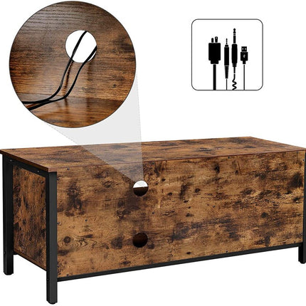 VASAGLE TV Cabinet for up to 50-Inch TVs TV Console TV Stand Cabinet with Louvred Door 2 Shelves Living Room Bedroom Industrial Rustic Brown and Black LTV049B01