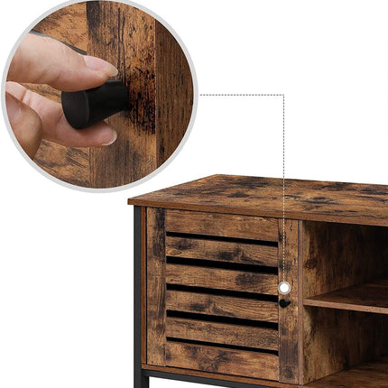 VASAGLE TV Cabinet for up to 50-Inch TVs TV Console TV Stand Cabinet with Louvred Door 2 Shelves Living Room Bedroom Industrial Rustic Brown and Black LTV049B01