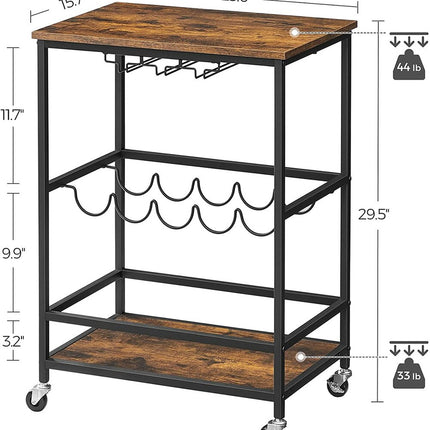 VASAGLE Bar Cart Rustic Brown and Black LRC087B01